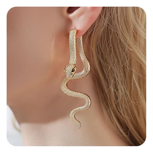 Pealicious Gold Snake Earrings, Halloween Earrings as Halloween Costume Accessories Snake Jewelry for Snakes Costume Gothic Earring as Snakes Accessories for Women - Image 1