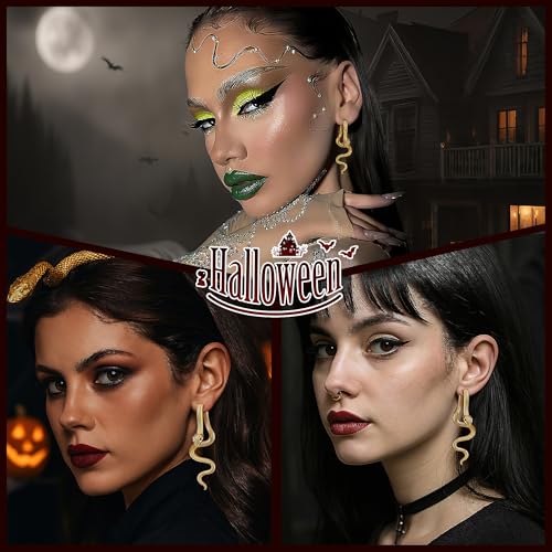 Pealicious Gold Snake Earrings, Halloween Earrings as Halloween Costume Accessories Snake Jewelry for Snakes Costume Gothic Earring as Snakes Accessories for Women - Image 4