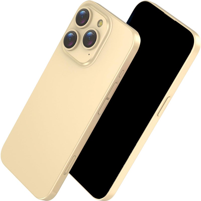 Blue Union Fake Phone Dummy Prop Phone Black Screen Prank Stuff Decoy Pear NonWorking Phone 15 for Kid Play Display Look Like Real Phone 15 Gold - Image 2