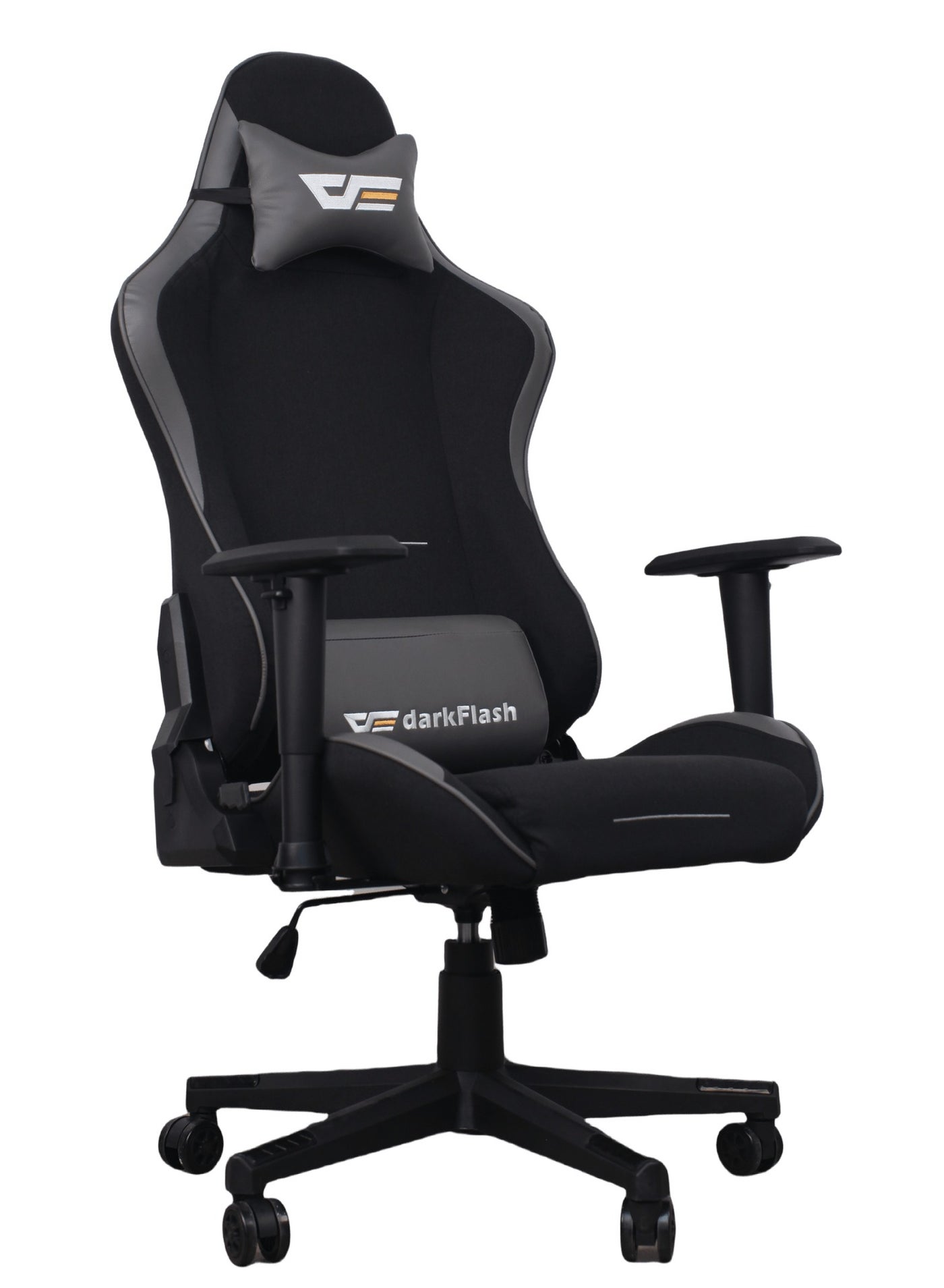 Darkflash RC400 Fabric Ergonomic Gaming Chair, With Lumbar Support, Head Pillow, Class 3 Gas Lift, 160 Degree Recliner, 350MM Wide Base, 2D Armrest, Leather & Fabric Material Computer/Office Chairs