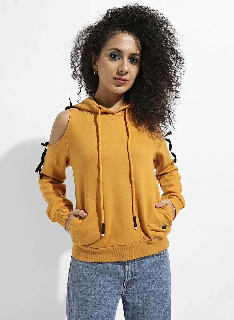 كامبوس سوترا بلوزة نسائية صفراء بكتف مكشوف للارتداء الكاجوال