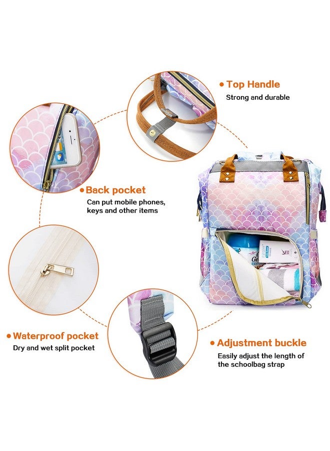 LIMHOO Mermaid Diaper Bag Backpack, Waterproof Baby Care Bag, Women Travel Baby Nappy Changing Bag - Image 2