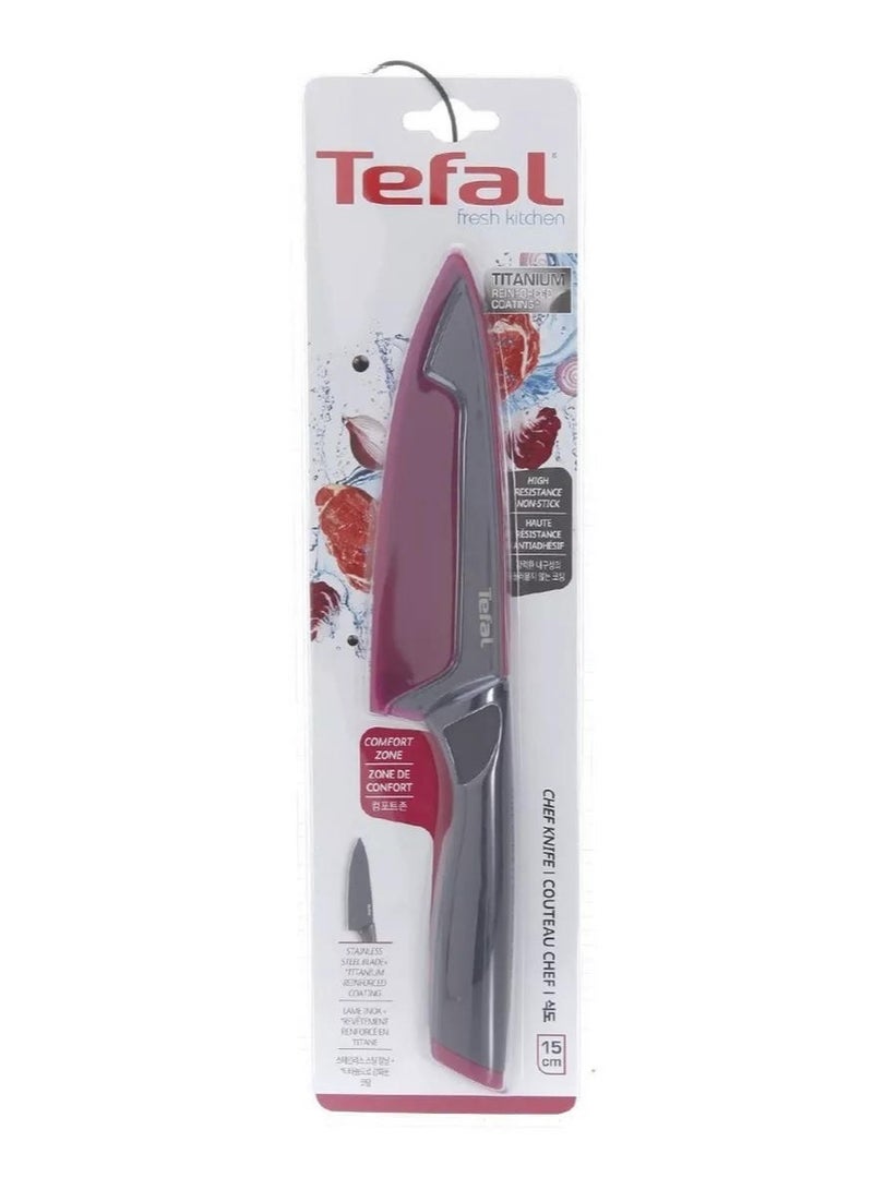 Tefal Stainless Steel Chef Knife With Cover 15 Cm Silver & Black - Image 2