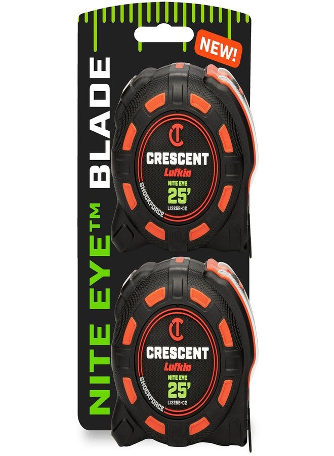 Crescent Lufkin 25 Ft. SHOCKFORCE NITE Eye Tape Measure | 2 Pack | L1325BSET2V-02 - Image 1