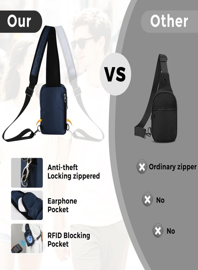 VADOO Sling Bag, Crossbody Bag with Zipper Lock, RFID Blocking & Water Resistant for Men and Women (Blue) - Image 5