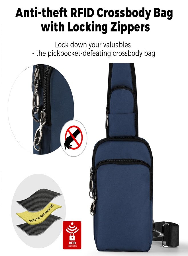 VADOO Sling Bag, Crossbody Bag with Zipper Lock, RFID Blocking & Water Resistant for Men and Women (Blue) - Image 3