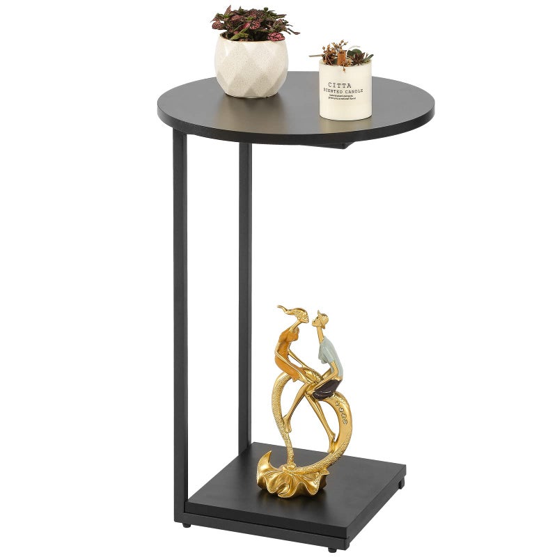 DCLRN Small End Tablec Table End Table for SofaRound Coffee Table is Suitable for Living Room and BedroomBlack