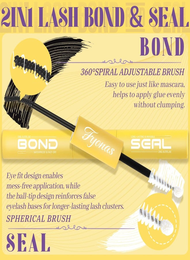 فيوناس غراء الرموش Fyonas Lash Bond and Seal المقاوم للماء يدوم طويلاً، غراء 2 في 1 لتجميع الرموش، تثبيت قوي، غراء رموش فردي غير مهيج للاستخدام المنزلي (أسود، 10 مل) - Image 2