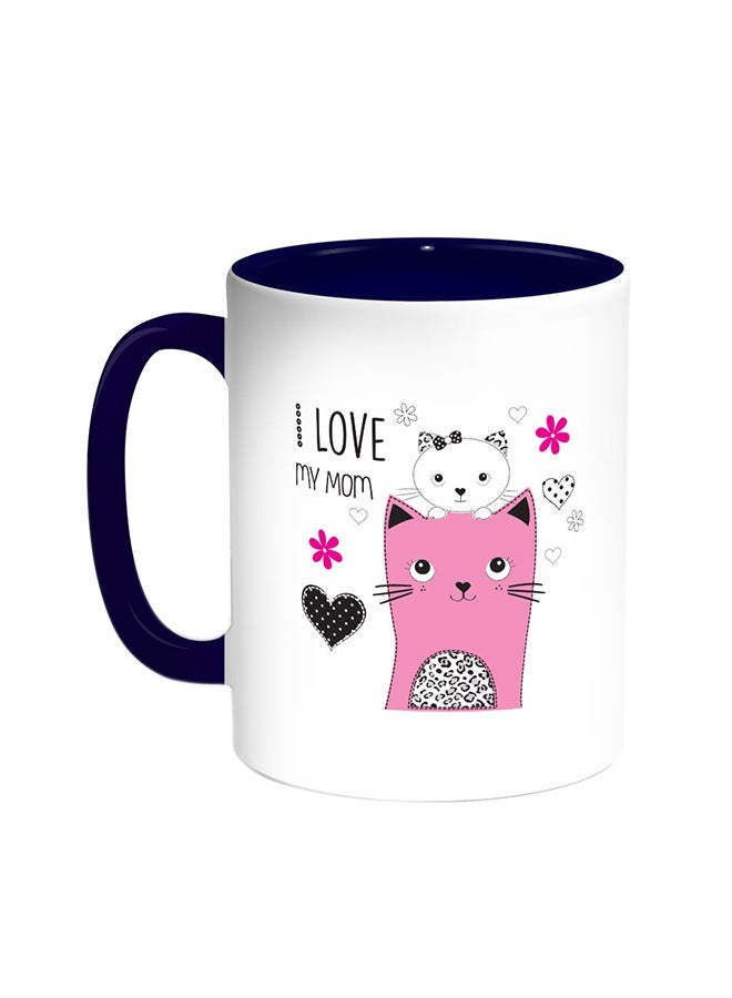 RYN I Love My Mom Printed Coffee Mug Blue/White 11ounce