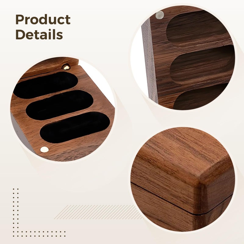 Personalized Walnut Wood Ring Box 3 Slot Engagement Wedding Jewelry Holder Soft Closure - Image 3