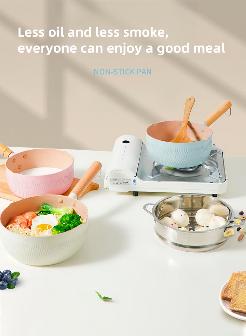 nihao Snow Pan Medical Stone, Non-Stick Pan Induction Cooker Gas Universal, Milk Pot, Auxiliary Food Pot, Diameter 22 Cm,Blue - Image 2