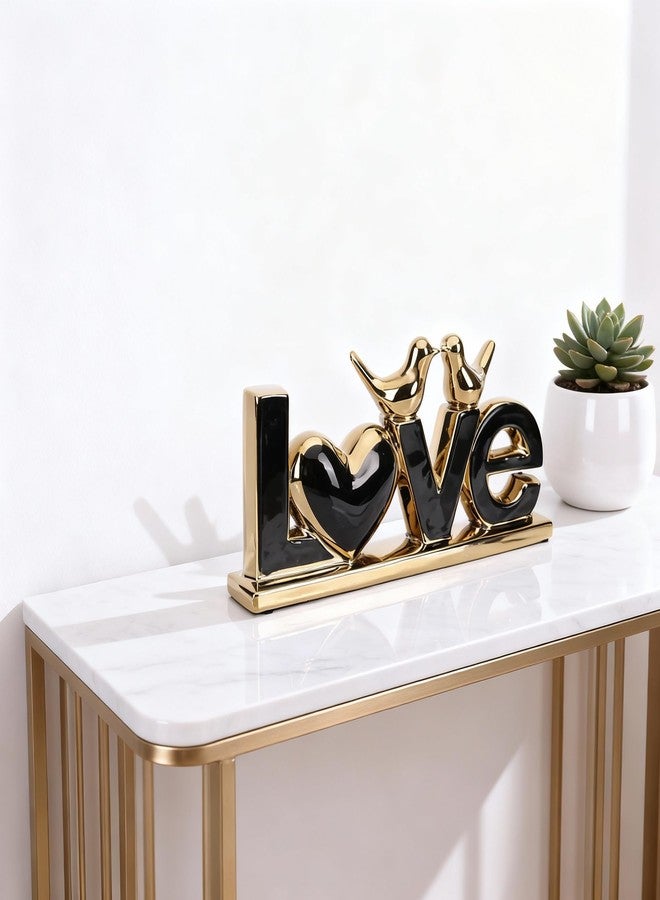 DOVDOV Black and Gold Ceramic Love Sign Sculpture with Heart and Bird Statues, Modern Home Decor Accents for Living Room Coffee Table, TV Stand, Entryway and Shelf, Wedding or Housewarming Gift - Image 4
