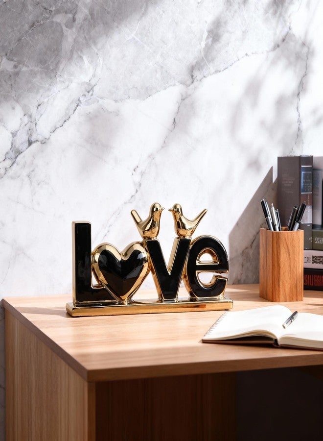 DOVDOV Black and Gold Ceramic Love Sign Sculpture with Heart and Bird Statues, Modern Home Decor Accents for Living Room Coffee Table, TV Stand, Entryway and Shelf, Wedding or Housewarming Gift - Image 5