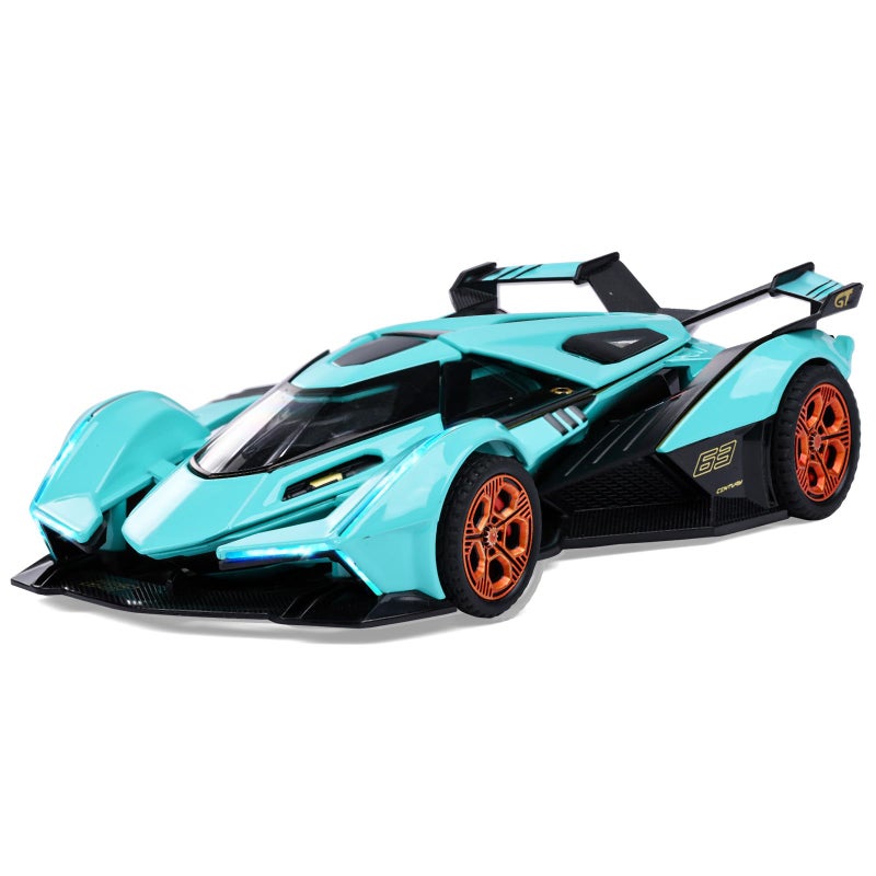 SASBSC Toy Cars Sports Car Toy with Light and Sound Diecast Metal Model Cars for 3 Year Old Boys Pull Back Race Car Gift Toys for Kids Ages 3 Blue - Image 2