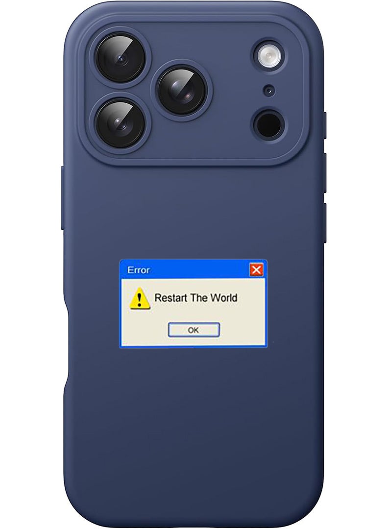 Theodor Protective Slim Fit Case Liquid Silicone Cover with Full Body Protection Anti-Scratch Shockproof Case For Apple iPhone 17 Pro (Blue) Restart the world - Image 1