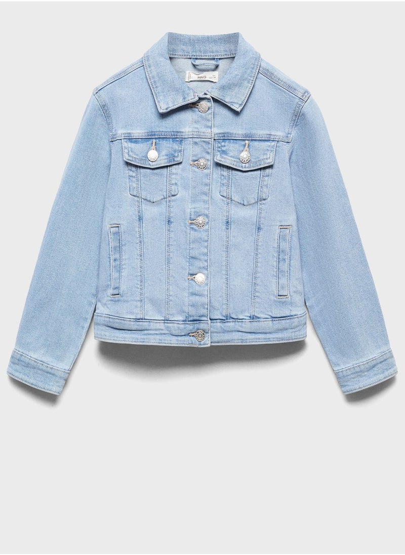 MANGO - Kids Light Wash Denim Jacket - Image 1