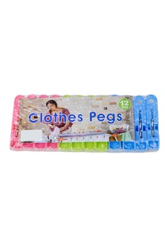 Mondex Mondex Durable Polypropylene Plastic Pegs for Laundry, Clothing Pins, Clothes Drying, and Outdoor Use, 12 Pieces  - Image 1
