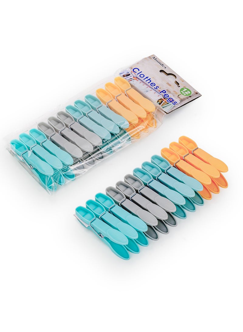Mondex Durable Polypropylene Plastic Pegs for Laundry, Clothing Pins, Clothes Drying, and Outdoor Use, 12 Pieces - Image 1