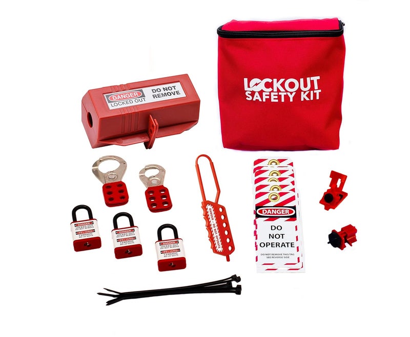 Zing Green Products 7151 Personal Lockout Tagout Kit with Hasps, Lockout Tags, Safety Padlock, Clamp-On and Universal Multipole Breaker Lockout Devices - Image 1