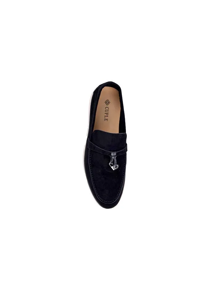 Cuple Black Women's Suede Leather Flat Shoes Cuple for Women | Best Price UAE