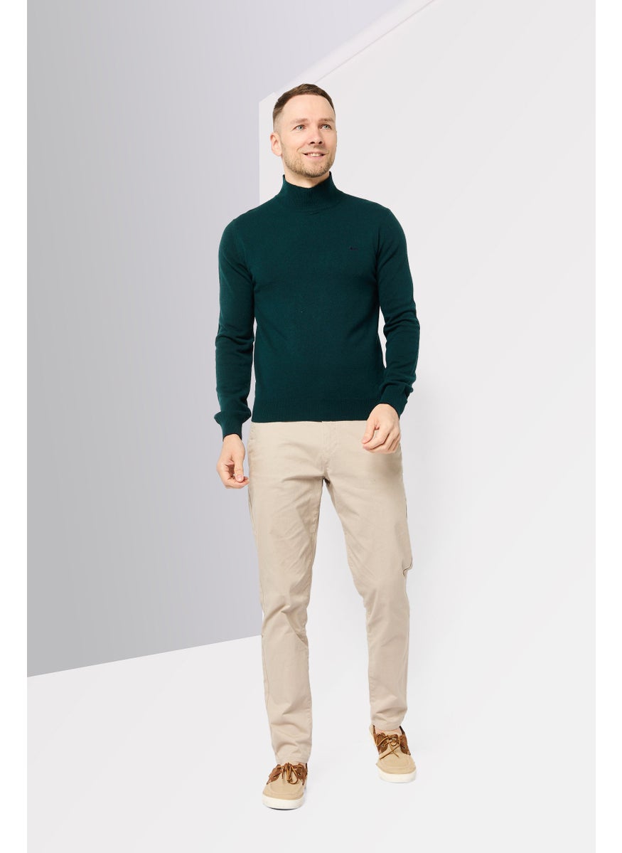 Harmont & Blaine Men High Neck Long Sleeve Brand Logo Sweater, Green  - Image 2