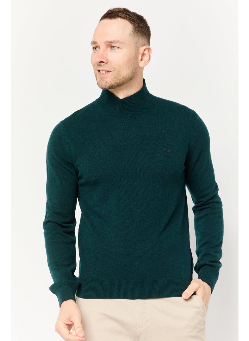 Harmont & Blaine Men High Neck Long Sleeve Brand Logo Sweater, Green  - Image 1