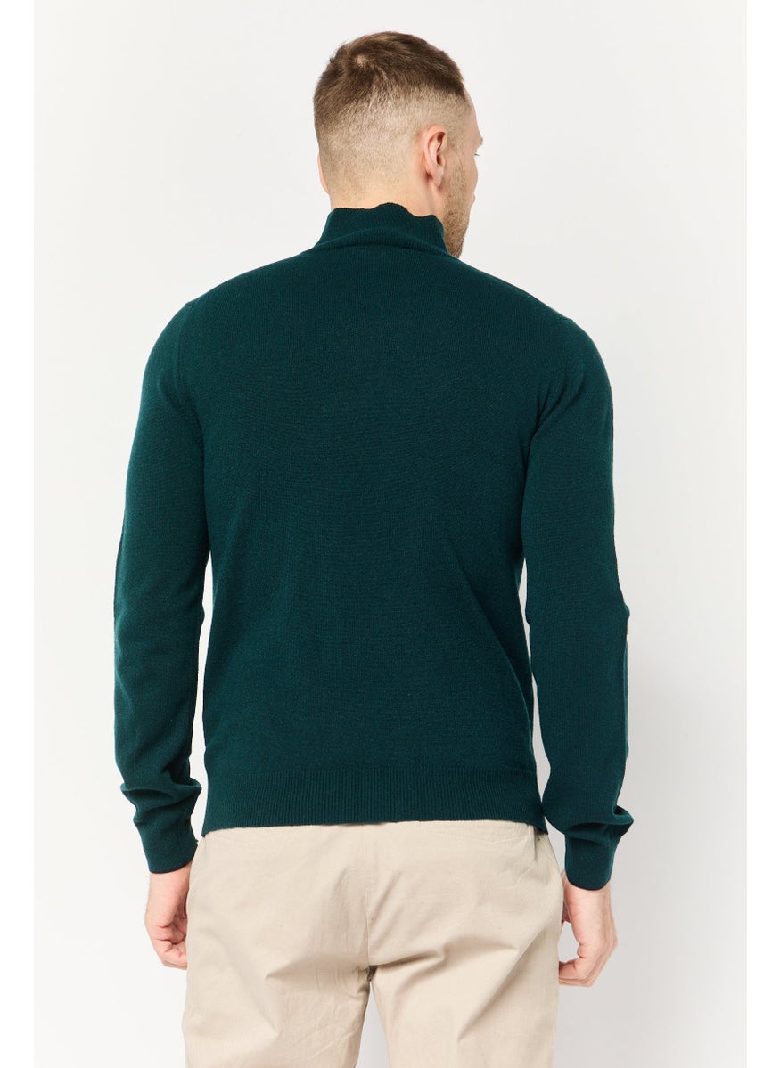 Harmont & Blaine Men High Neck Long Sleeve Brand Logo Sweater, Green  - Image 4