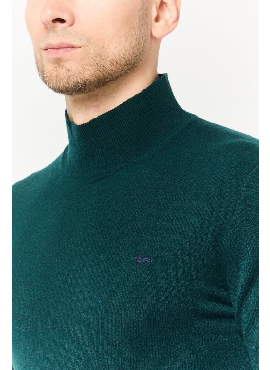Harmont & Blaine Men High Neck Long Sleeve Brand Logo Sweater, Green  - Image 3