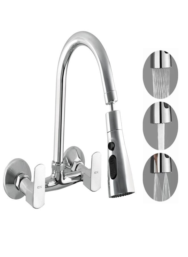 10X Brass Sink Mixer SMI-56d4 Chrome Rotatable Spout Wall Mount Hot/Cold Triple Flow (Chrome) - Image 1