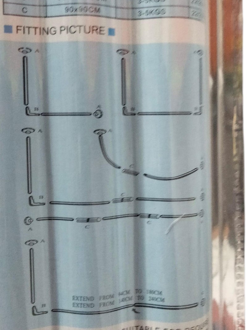 Bathtub Curtain Corner Tube, Stainless Steel and Aluminum, Moldable L or U Shape, All Included - Image 2
