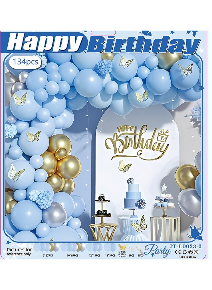 Betaoby 134 PCS Balloon Garland Arch Kit, Party Decorations Balloon Garland Kit with Gold Confetti Balloons and Gold Balloons for Birthday Wedding Baby Shower Bridal Shower Blue Theme Party - Image 1