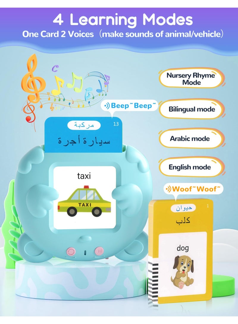 HALAMODO Arabic English Bilingual Early Education Card Reader , Learning Machine, Kids Educational Toy For Ages 1-6 , 255 Cards, 510 Words, Arabic English Bilingual Enlightenment Baby Literacy Card Insert Machine With Flash Sound Interaction , Autism Pocket Speech Therapy Toy, Arabic Vocabulary Educational Flashcards, 10.8*9.3 cm - Image 4