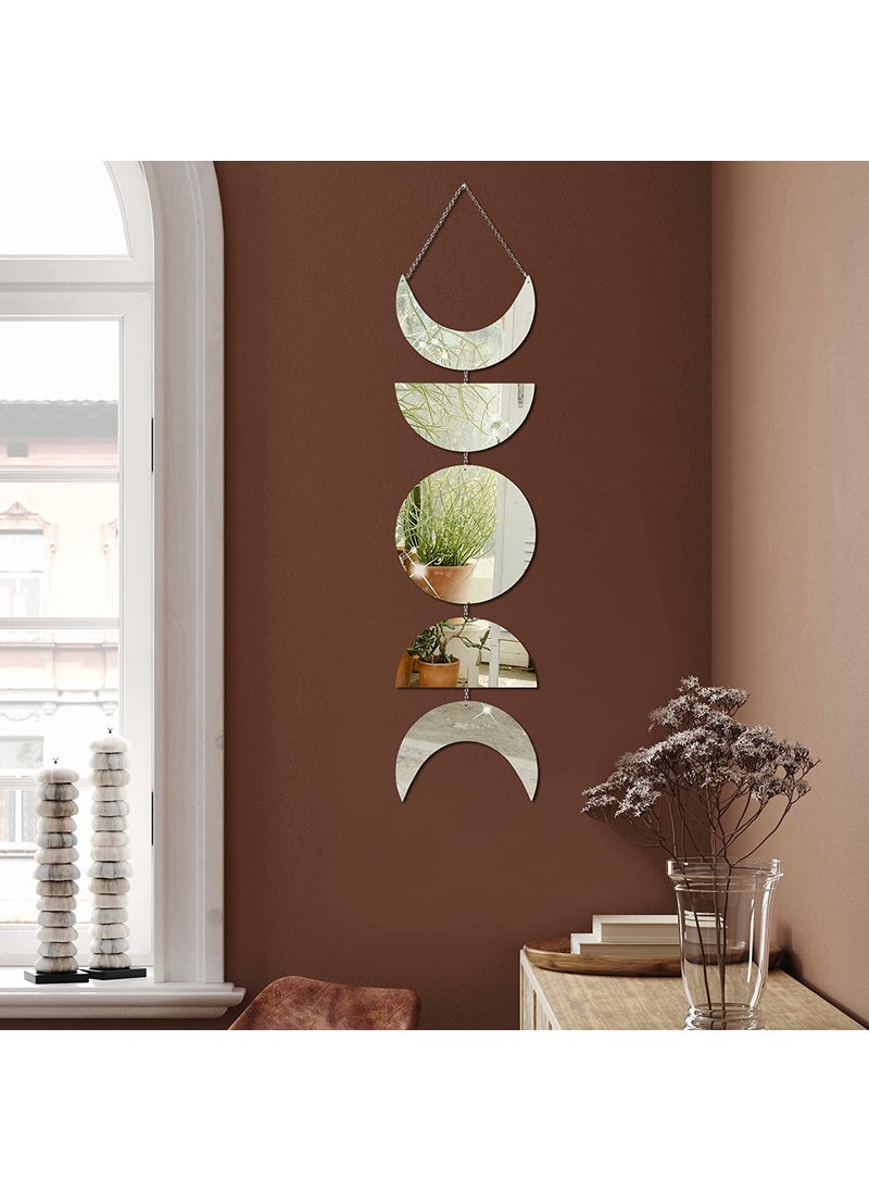 Incrizma Incrizma Moon Cycle Wall Decor |Acrylic Decorative Moon Phase Mirror Boho Wall Hanging |Bohemian|Preppy Aesthetic Mirror Decorations for home Moon Phases Art, Silver, Unframed, Half Round  - Image 3