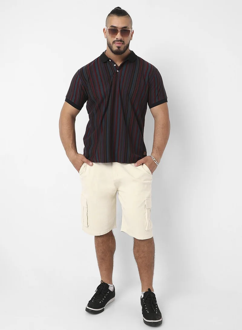 Instafab Plus  Men's Striped Multicolour Regular Fit Casual T-Shirt for Men | Best Price UAE