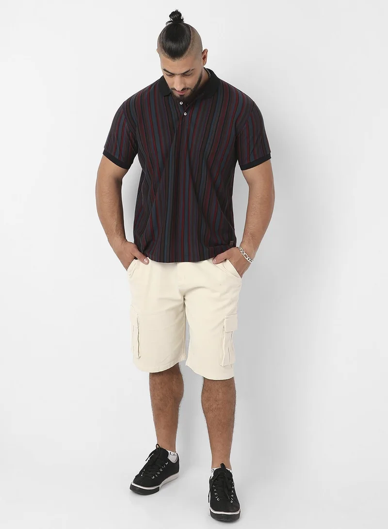 Instafab Plus  Men's Striped Multicolour Regular Fit Casual T-Shirt for Men | Best Price UAE