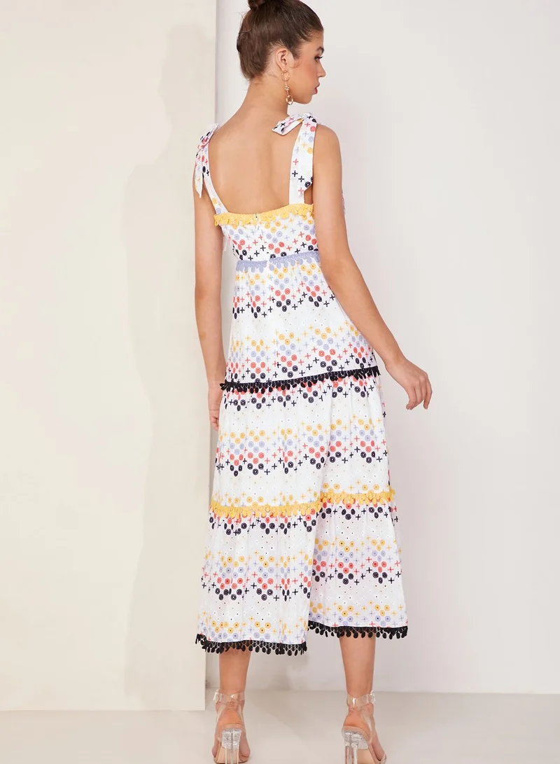 foxiedox Valentino Tie Shoulder Tiered Maxi Dress