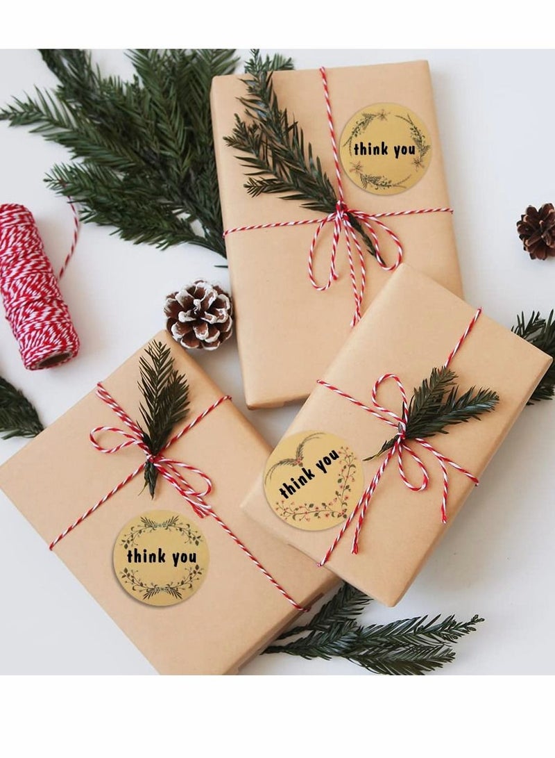 سيوسي ملصقات Floral Thank You ، ملصقات لاصقة ذاتية اللصق دائرية من ورق كرافت مقاس 2 بوصات لتغليف الهدايا وأظرف تخزين زجاجات الطعام DIY (2 "، زهري) - Image 2