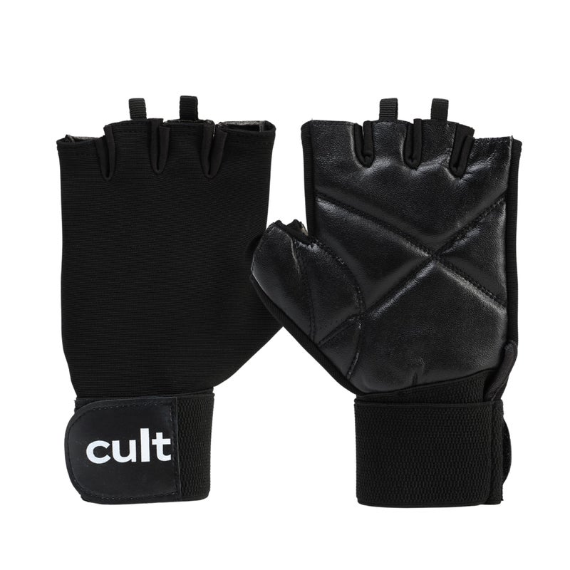 CULT Fitness Training Gloves for Men & Women – Premium Grip Unisex Workout Gloves with Breathable Lycra & Half-Finger Design – Durable, Anti-Slip, Sweat-Absorbent Gym Gloves - Black | Medium - Image 5