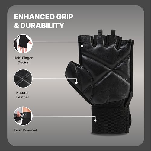 CULT Fitness Training Gloves for Men & Women – Premium Grip Unisex Workout Gloves with Breathable Lycra & Half-Finger Design – Durable, Anti-Slip, Sweat-Absorbent Gym Gloves - Black | Medium - Image 3