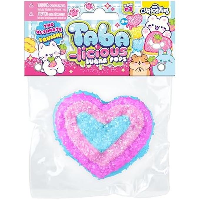 ORB Tabalicious Sugar Pops TABA Squishy Rainbow Heart Toy - Blue, Purple, Pink Heart with Sparkles - Soft, Sticky TABA Squishies - Fun Squishy Stress Ball Toys - Kawaii Fidget Toys for Kids, Adults - Image 5