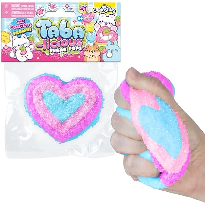 ORB Tabalicious Sugar Pops TABA Squishy Rainbow Heart Toy - Blue, Purple, Pink Heart with Sparkles - Soft, Sticky TABA Squishies - Fun Squishy Stress Ball Toys - Kawaii Fidget Toys for Kids, Adults - Image 4