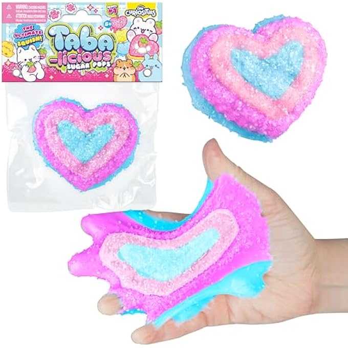 ORB Tabalicious Sugar Pops TABA Squishy Rainbow Heart Toy - Blue, Purple, Pink Heart with Sparkles - Soft, Sticky TABA Squishies - Fun Squishy Stress Ball Toys - Kawaii Fidget Toys for Kids, Adults - Image 1