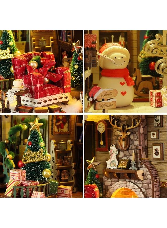 Bluejw Jiate Diy Cabin Happy Christmas 3D Handmade Assembled Book Stand Ornaments Model Building Toys Gift Giving - Image 3