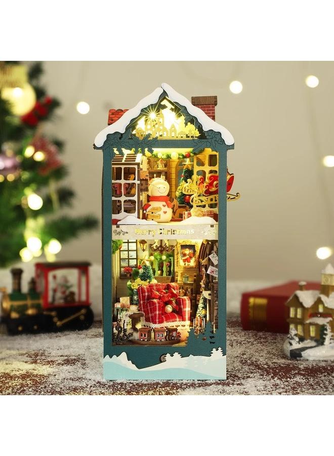 Bluejw Jiate Diy Cabin Happy Christmas 3D Handmade Assembled Book Stand Ornaments Model Building Toys Gift Giving - Image 5