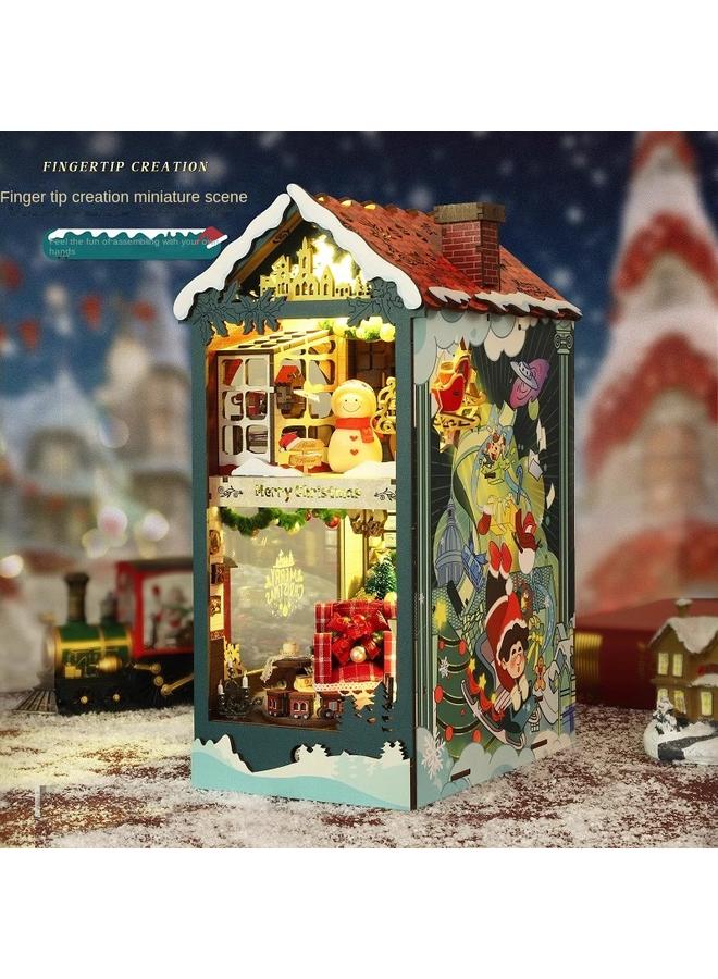 Bluejw Jiate Diy Cabin Happy Christmas 3D Handmade Assembled Book Stand Ornaments Model Building Toys Gift Giving - Image 2