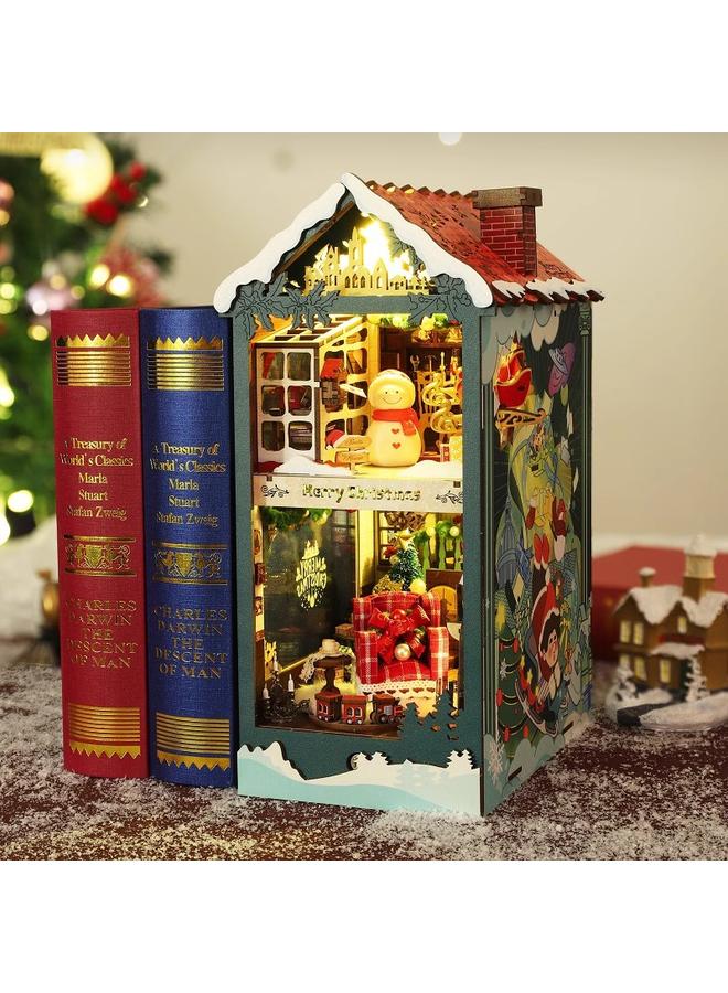 Bluejw Jiate Diy Cabin Happy Christmas 3D Handmade Assembled Book Stand Ornaments Model Building Toys Gift Giving - Image 4