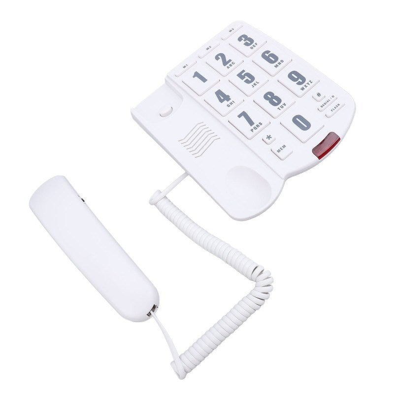 Big Button Home Phone with M1 M2 Quick Dial Memory Buttons - 110dB+ Ringer Volume Control Corded Senior Phone with Flashing Alert for Hearing and Visual Impairments White - Image 4