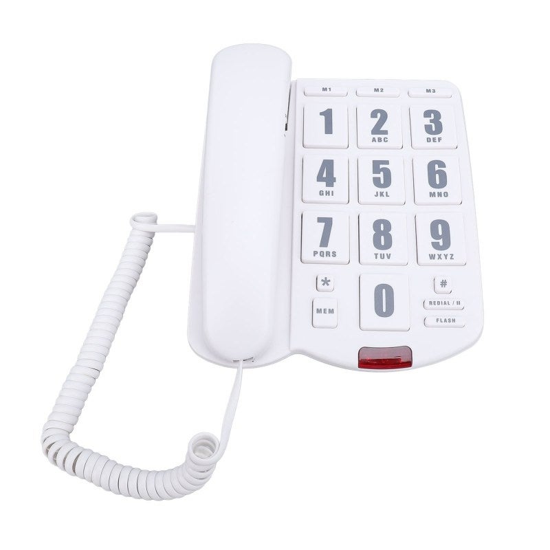 Big Button Home Phone with M1 M2 Quick Dial Memory Buttons - 110dB+ Ringer Volume Control Corded Senior Phone with Flashing Alert for Hearing and Visual Impairments White - Image 1