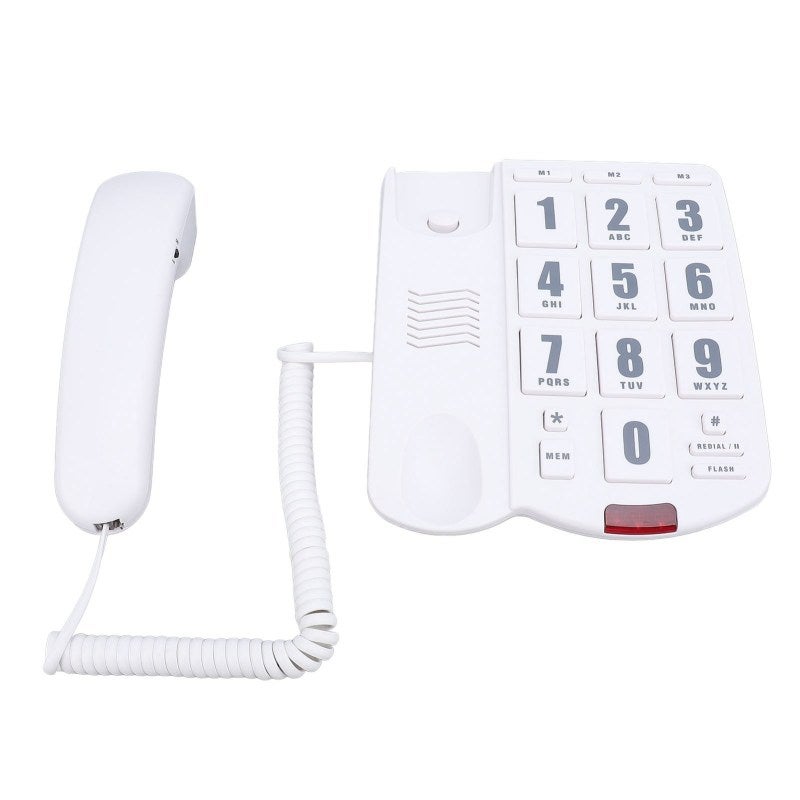 Big Button Home Phone with M1 M2 Quick Dial Memory Buttons - 110dB+ Ringer Volume Control Corded Senior Phone with Flashing Alert for Hearing and Visual Impairments White - Image 5