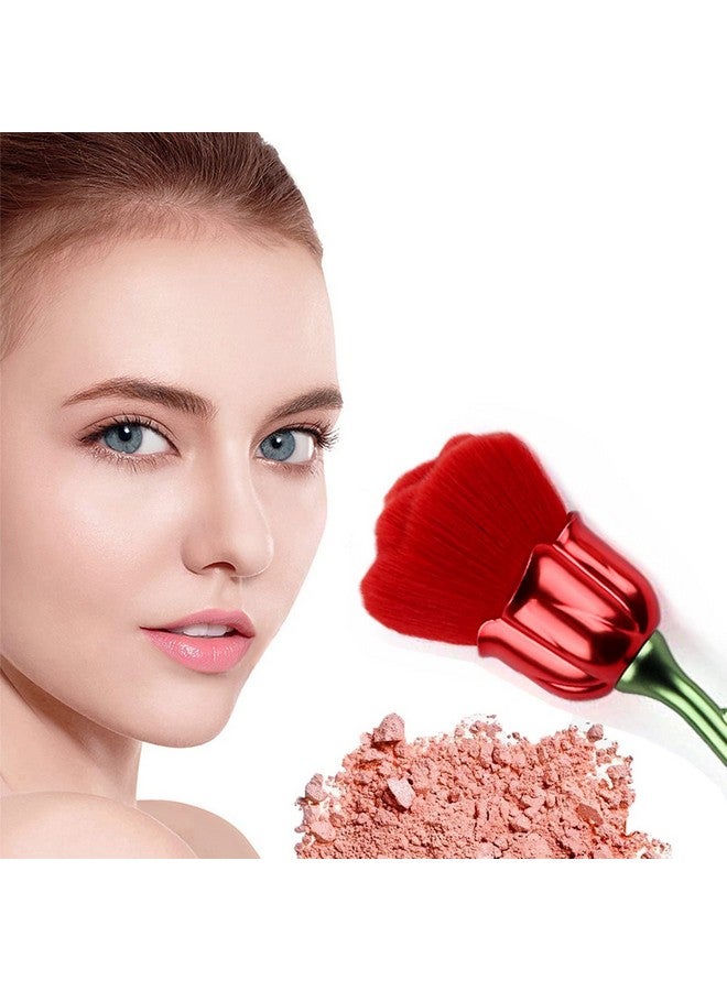 JERCLITY 2 Pieces Rose Makeup Brushes Blush Brush Large Face Powder Makeup Brushes Kabuki Brushes For Powder Cosmetic Loose Powder Brush Nail Dust Brush (Red/Blue) - Image 2